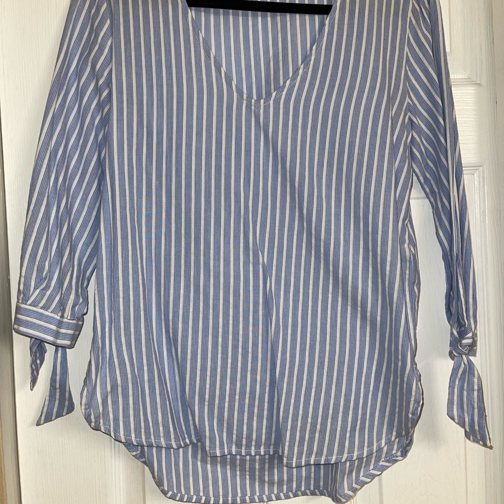 HM cotton/linke vertical striped blouse